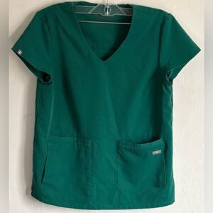 FIGS Green Casma Three-Pocket V Neck Scrub Top Size XS